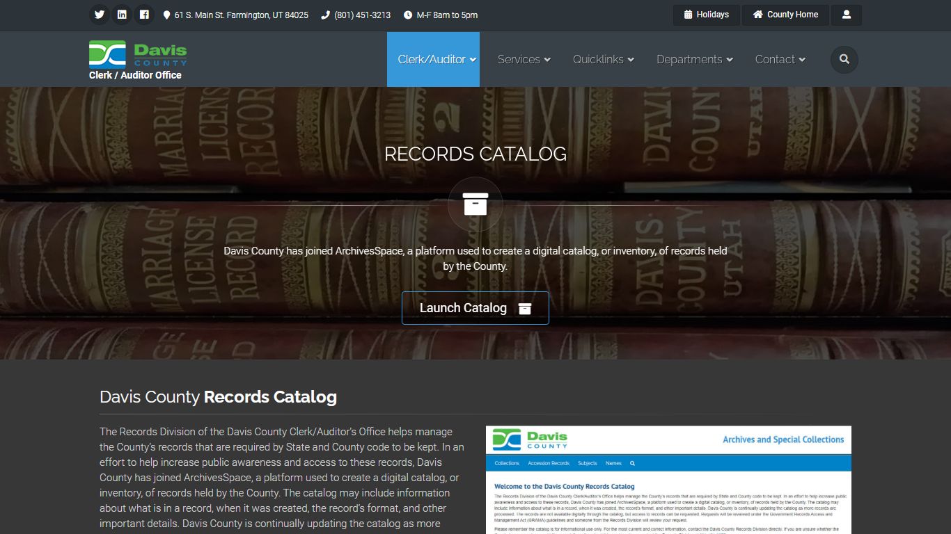 Records Catalog - Davis County, Utah