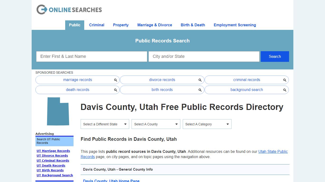 Davis County, Utah Public Records Directory - OnlineSearches.com
